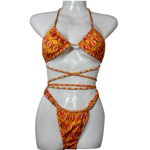 Zara Other - ZARA Pumpkin Inverted Bikini Set with Criss-Cross Straps and Thong Bottom